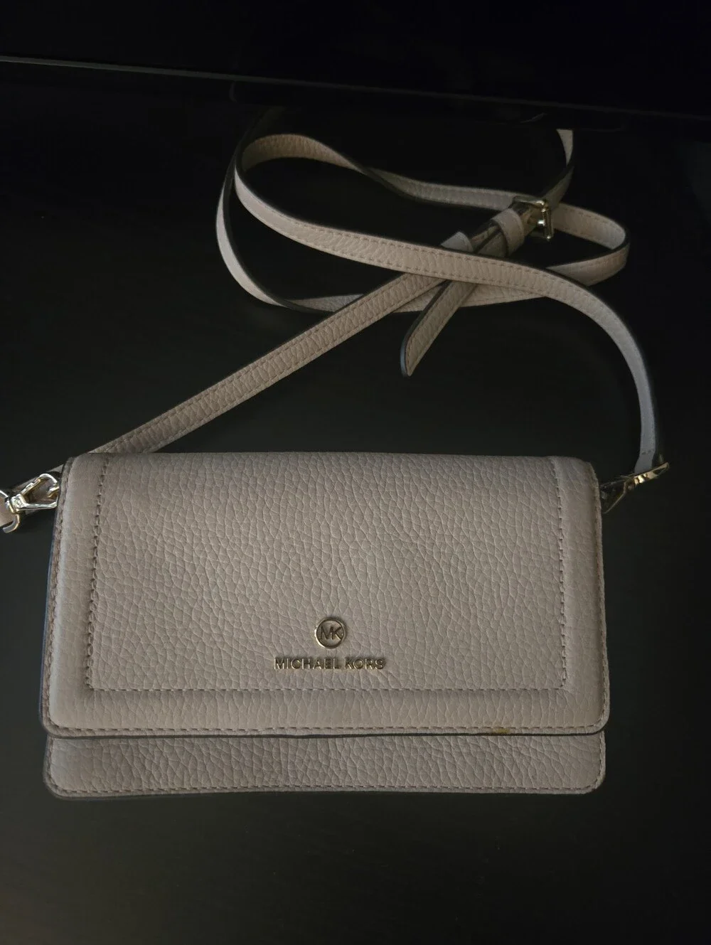 Michael Kors Pebbled Leather Crossbody in Light Taupe